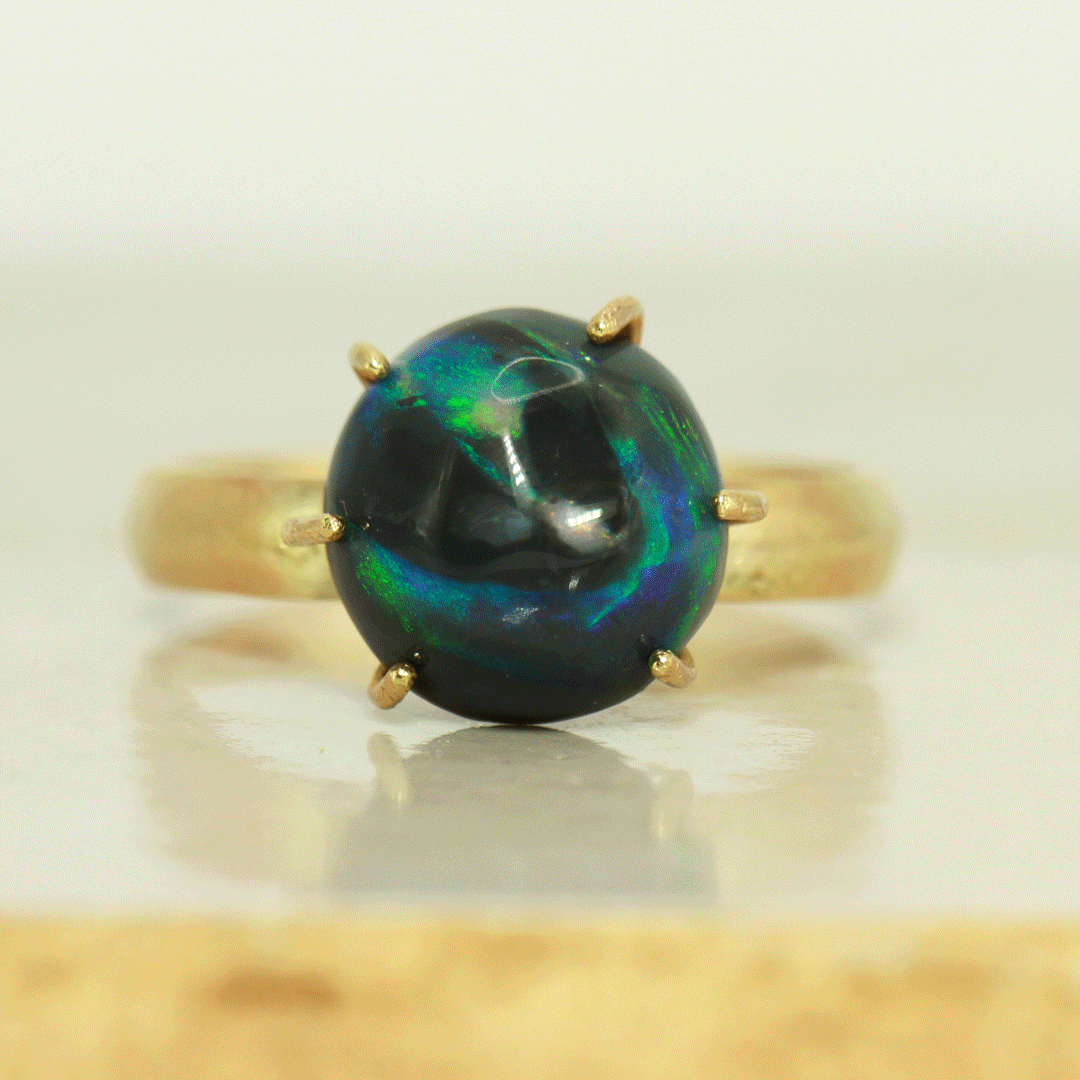World Black opal ring - Imagine World Peace