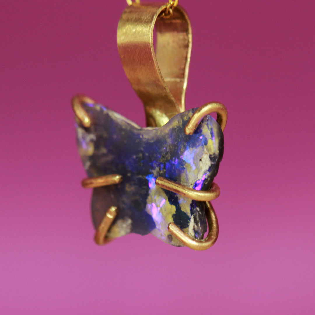 Blue-Violet Butterfly opal pendant