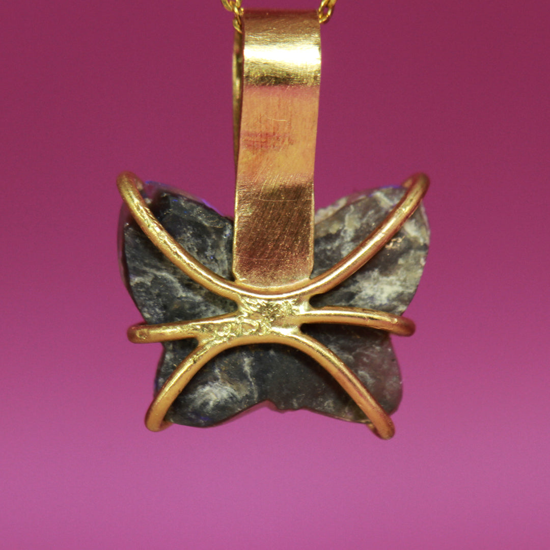 Blue-Violet Butterfly opal pendant