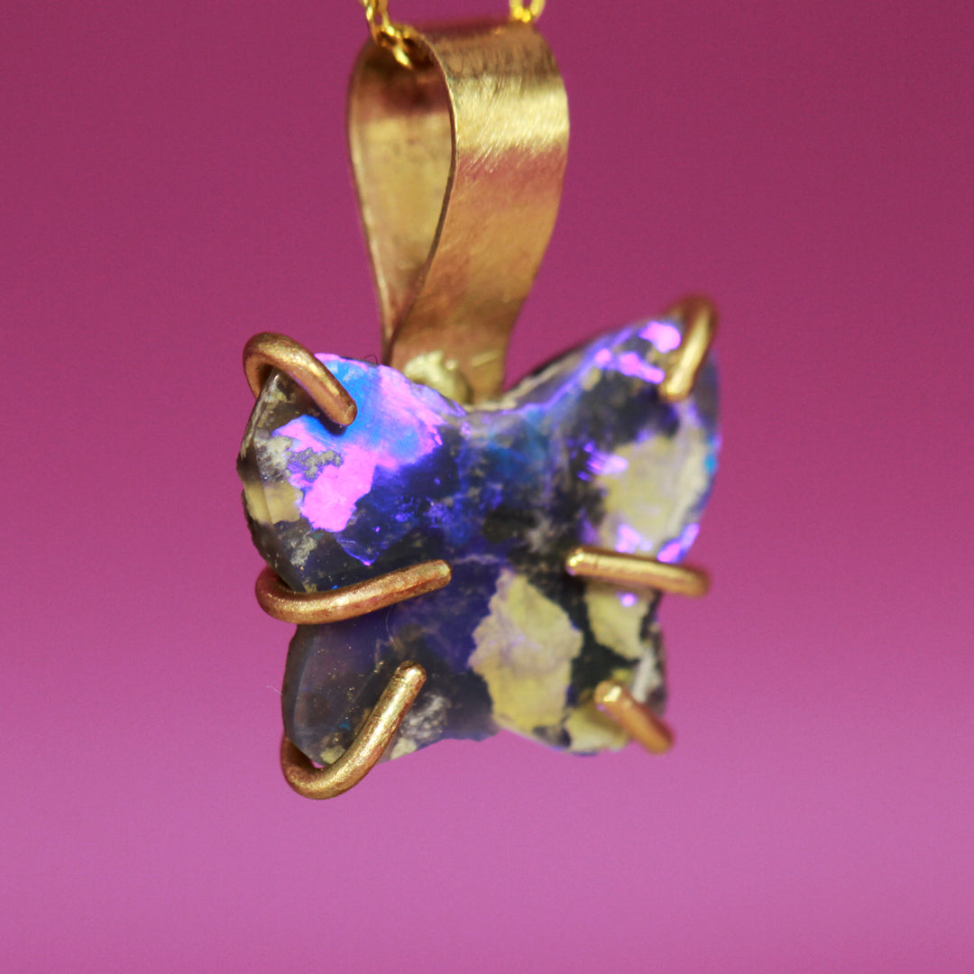 Blue-Violet Butterfly opal pendant