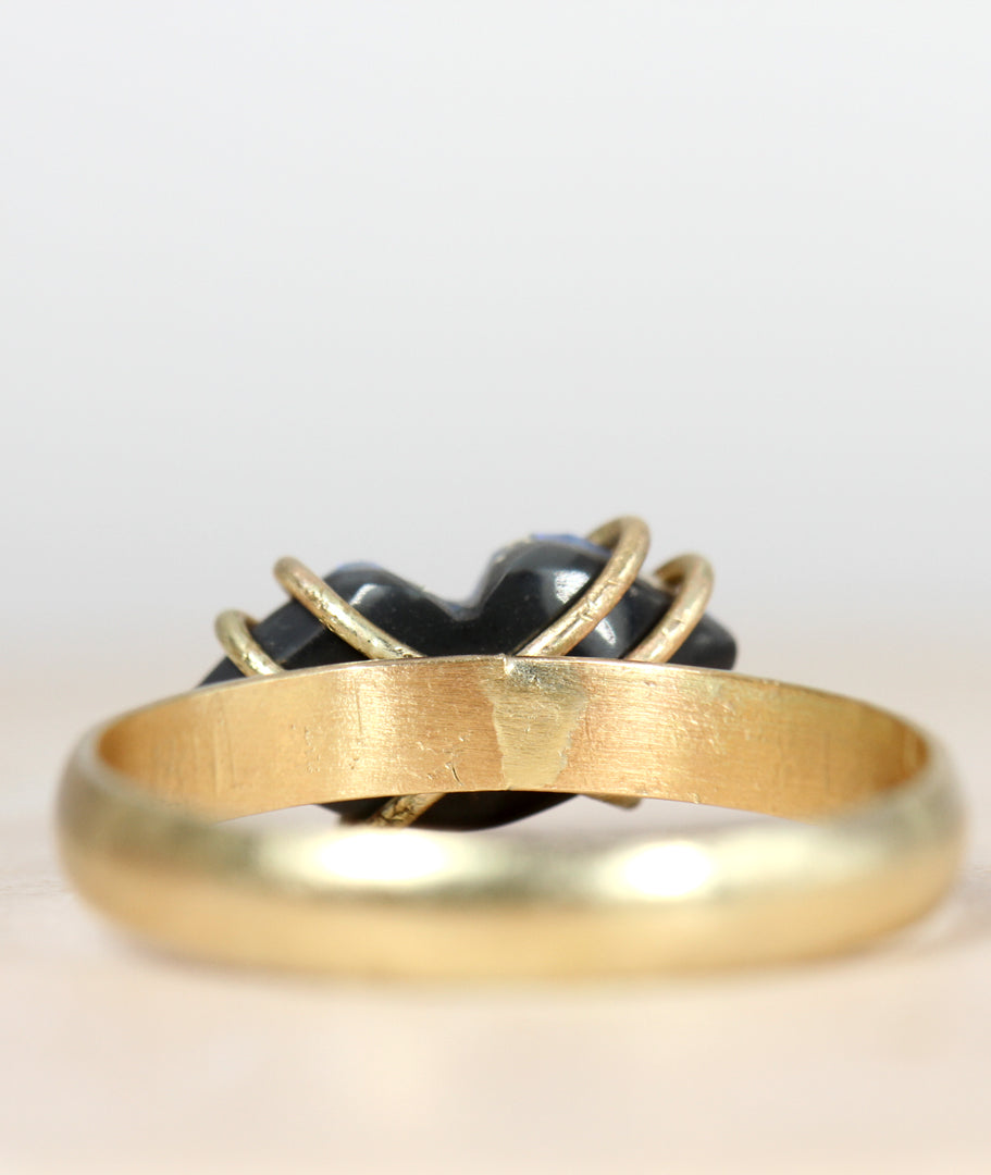 Blue Lips Opal Ring in Solid Gold