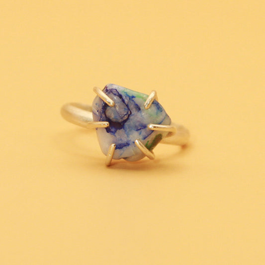 Rough Azurite gemstone ring - The Azzie Ring