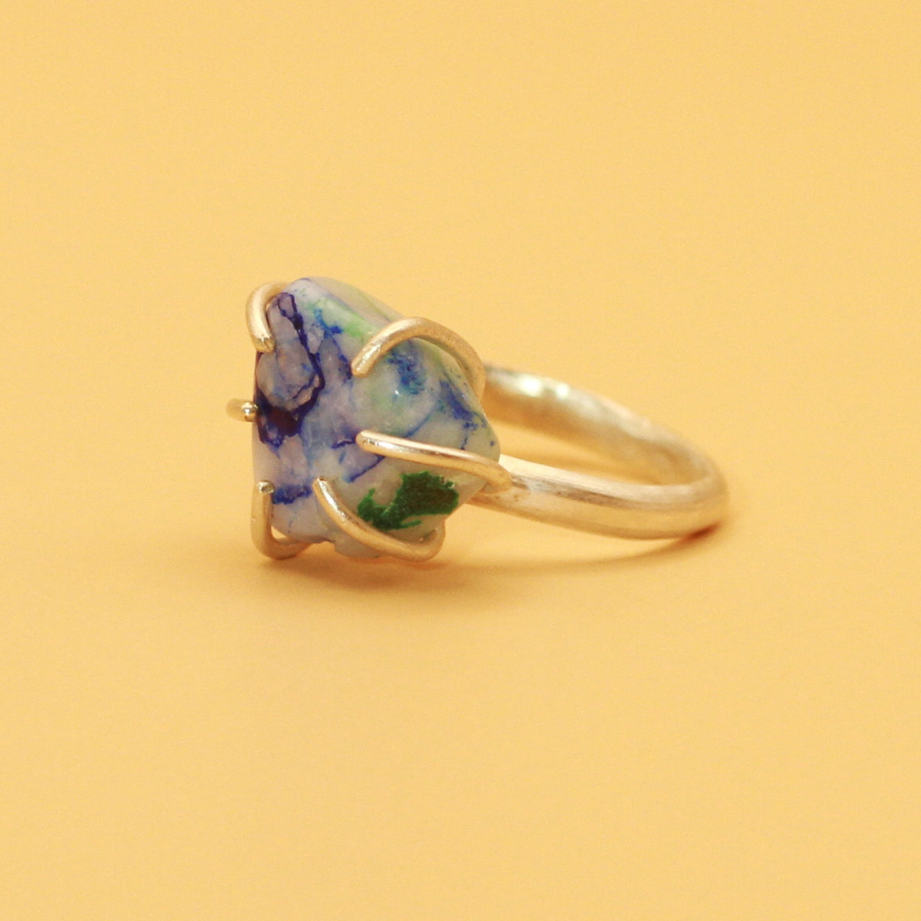 Rough Azurite gemstone ring - The Azzie Ring