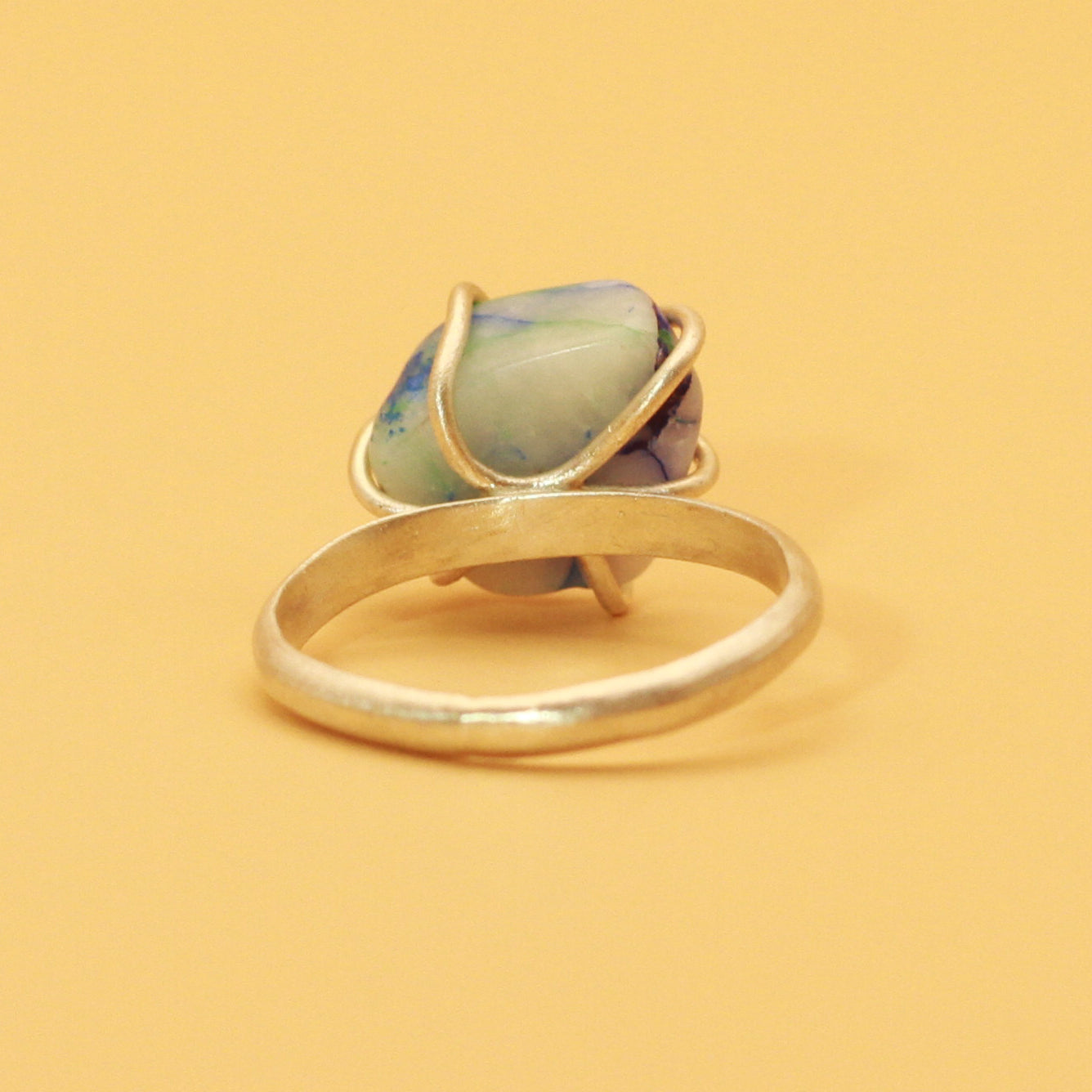Rough Azurite gemstone ring - The Azzie Ring