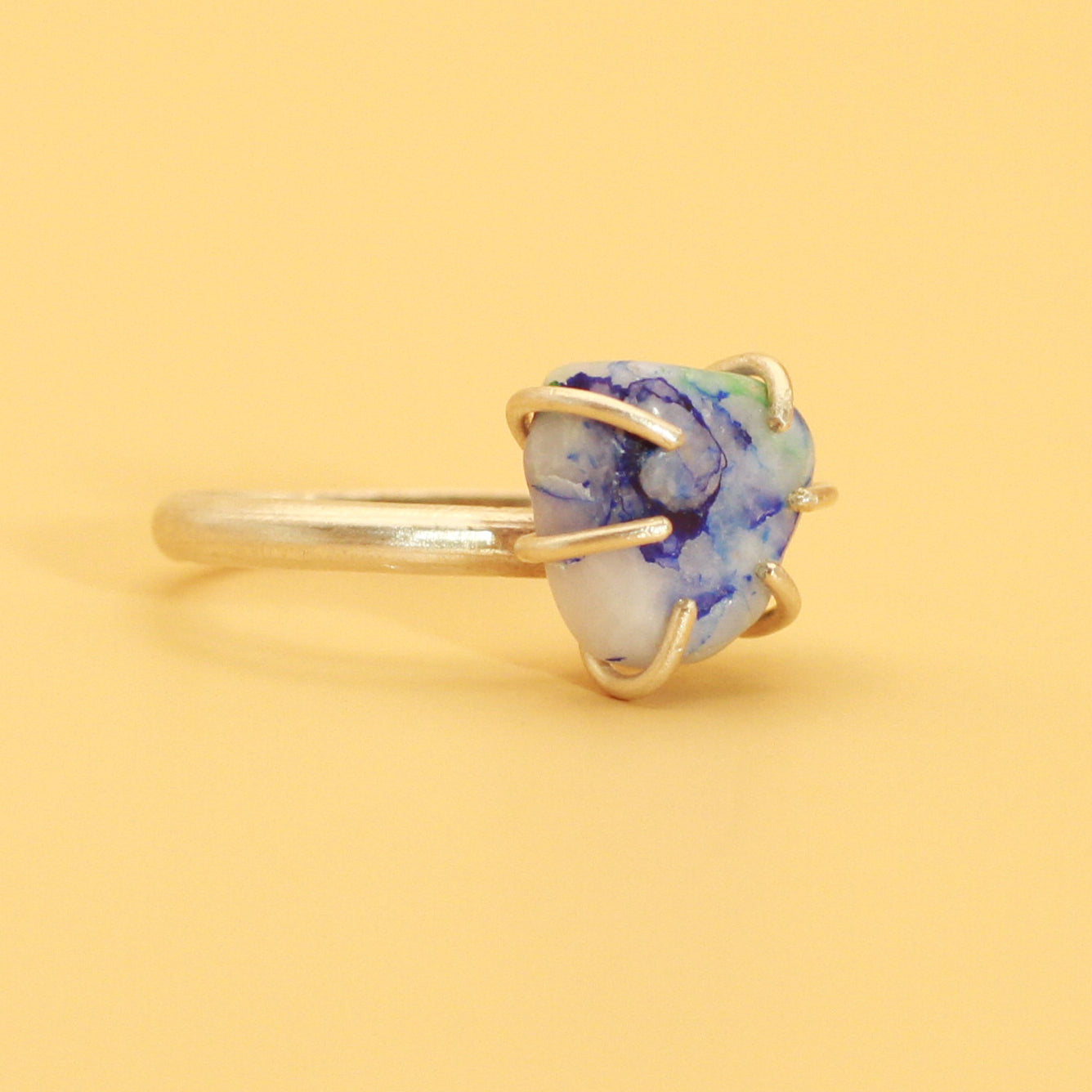 Rough Azurite gemstone ring - The Azzie Ring
