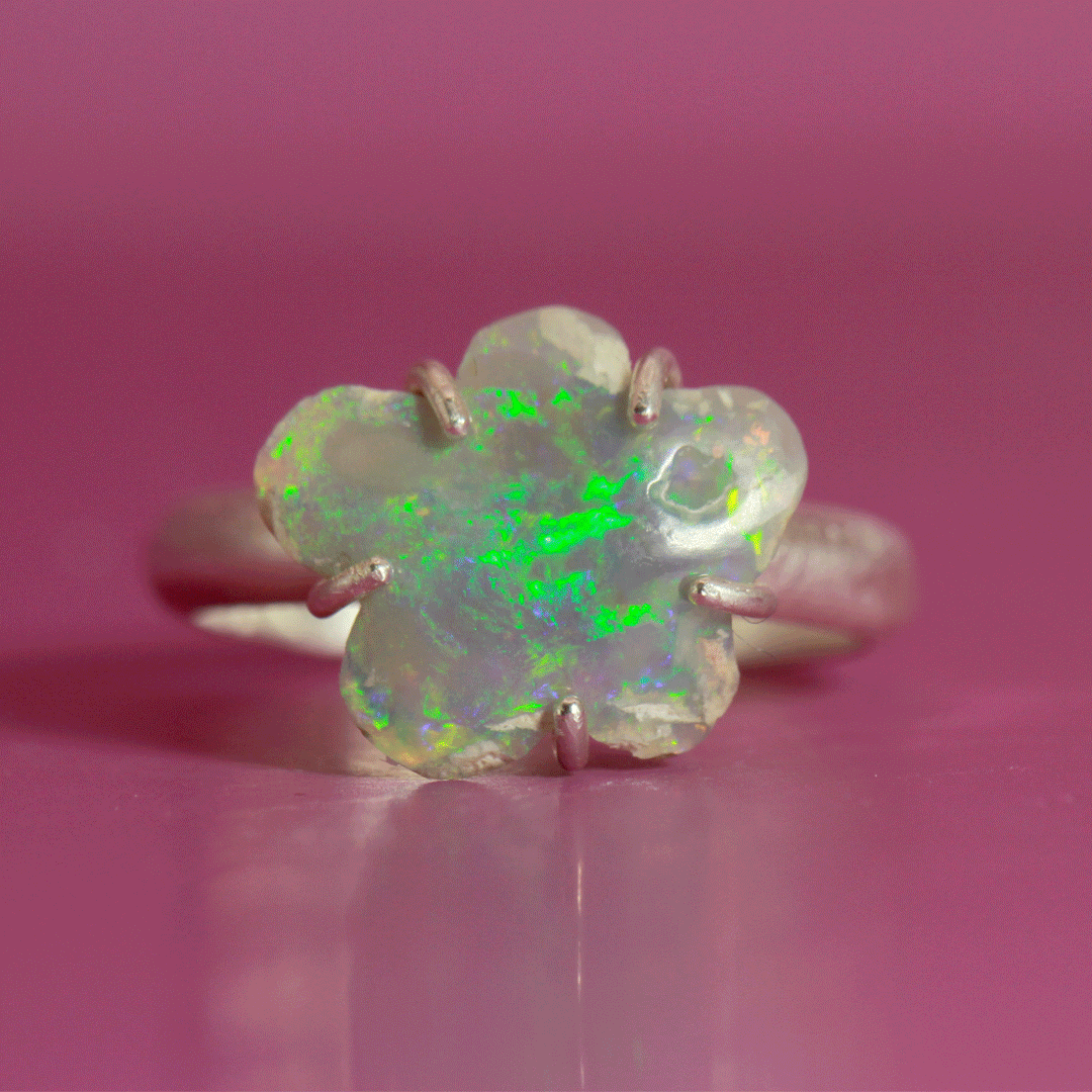 The Mod Flower Green Opal ring