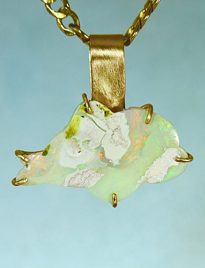 Dolphin Opal Pendant in solid gold