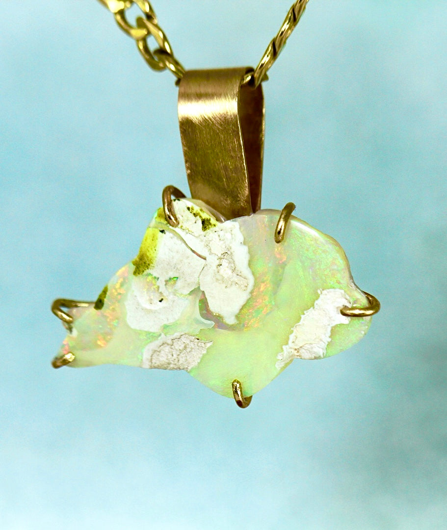 Dolphin Opal Pendant in solid gold