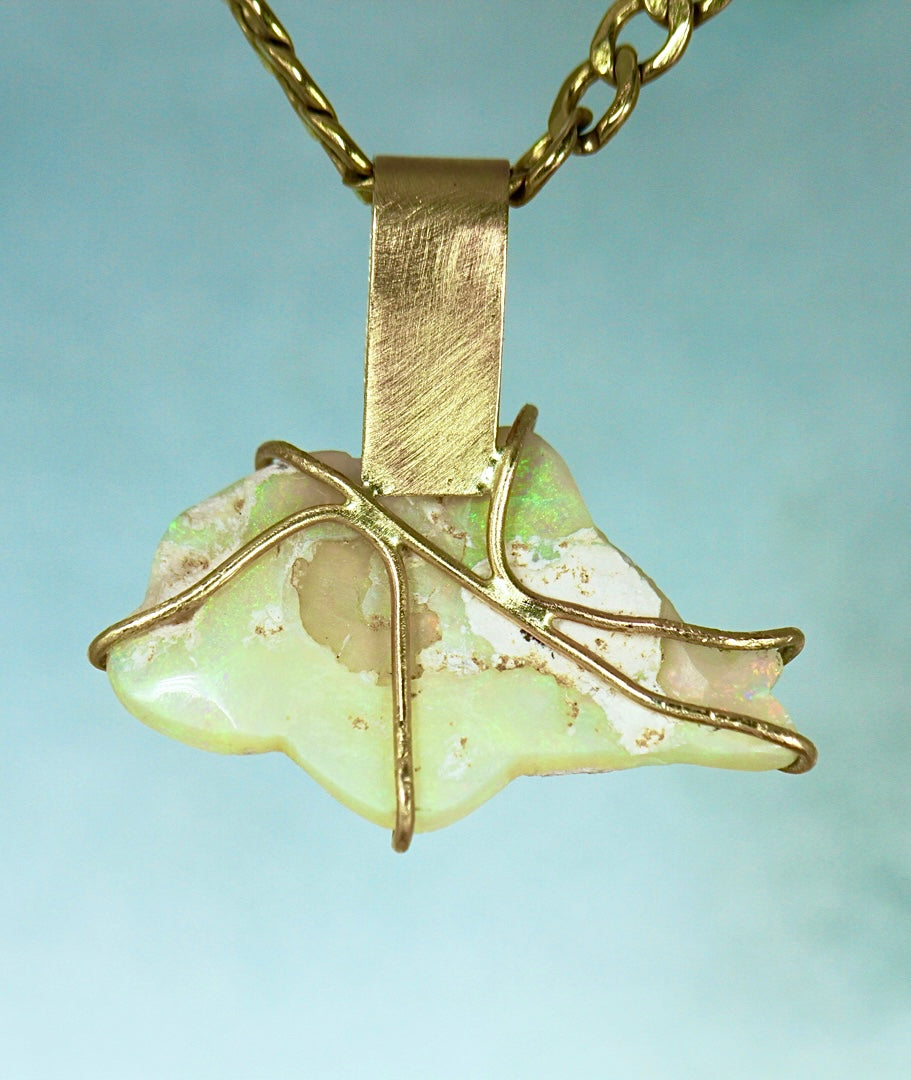 Dolphin Opal Pendant in solid gold