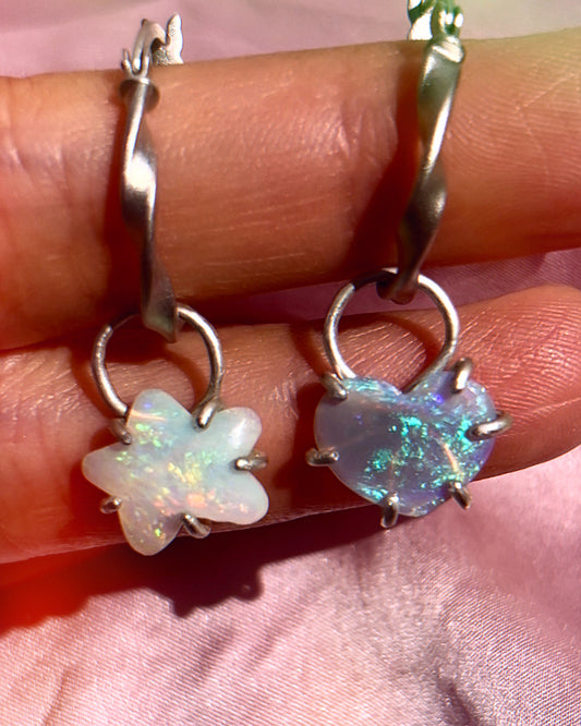 Opal earring charms - The Star Crossed Lovers - Star and Heart