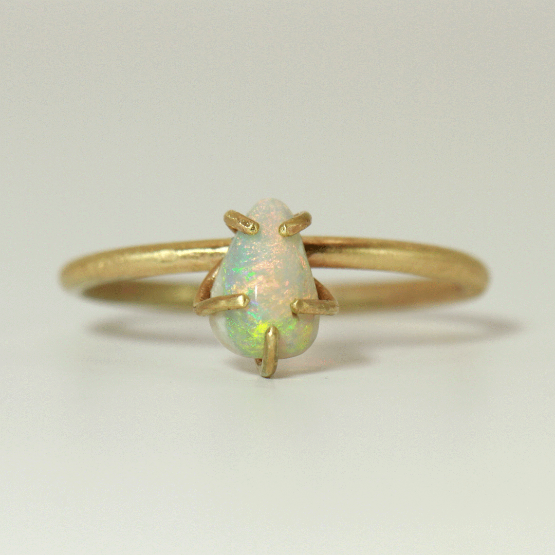 Pastel Raindrop Opal ring (Solid 9ct GOLD) the Dribblet