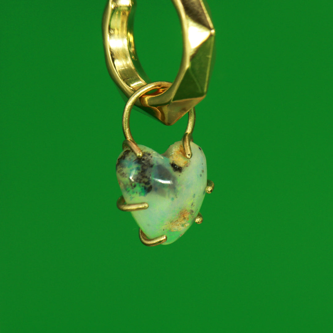 Evergreen Hearts opal earring charms
