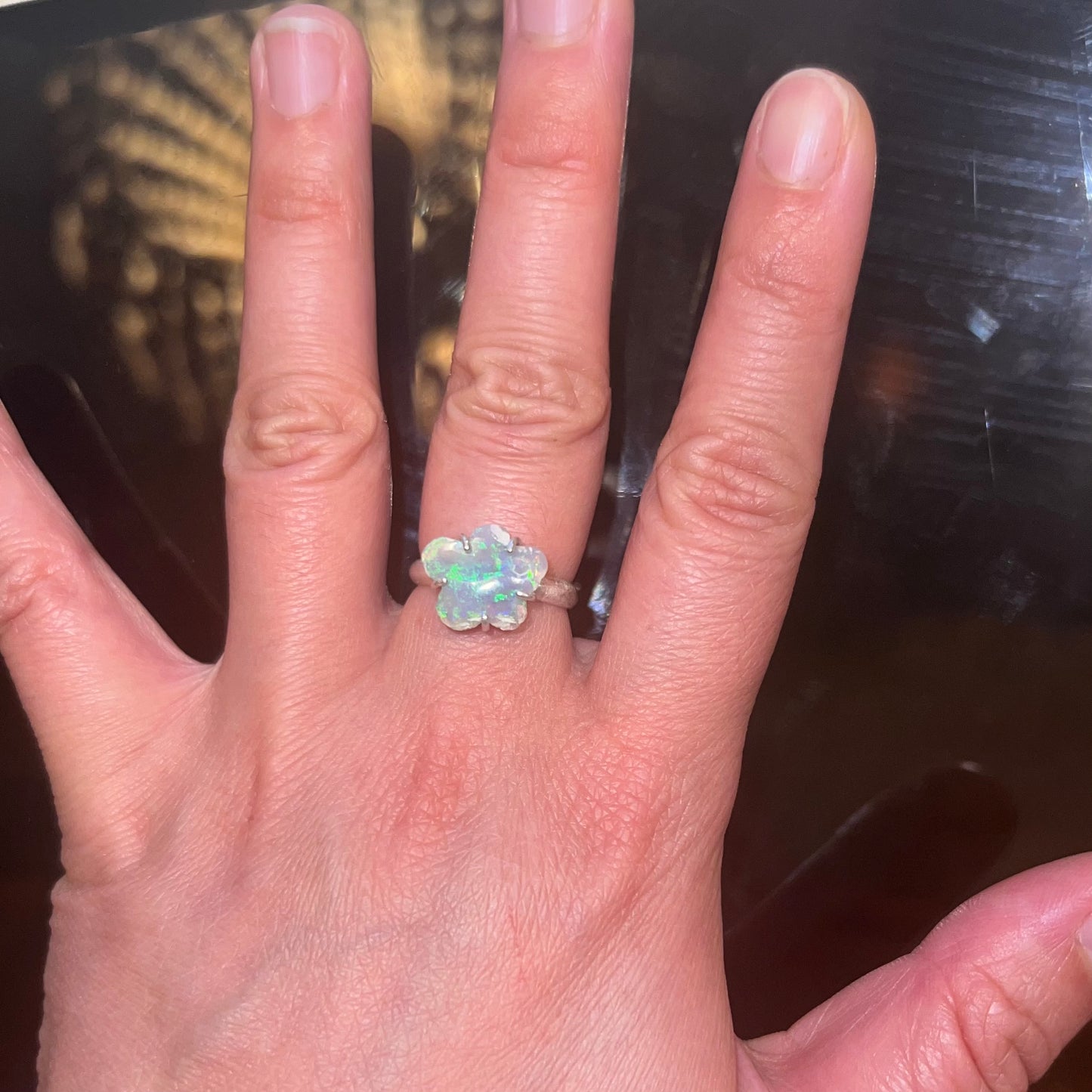 The Mod Flower Green Opal ring