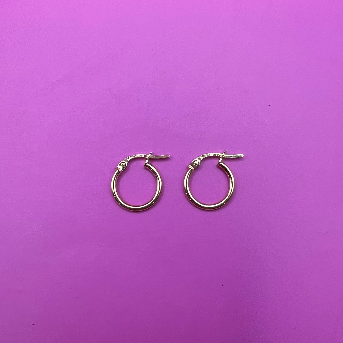 Gold Hoop Earrings Classic Everyday (MADE in ITALY solid 9ct gold) 13 or 14mm