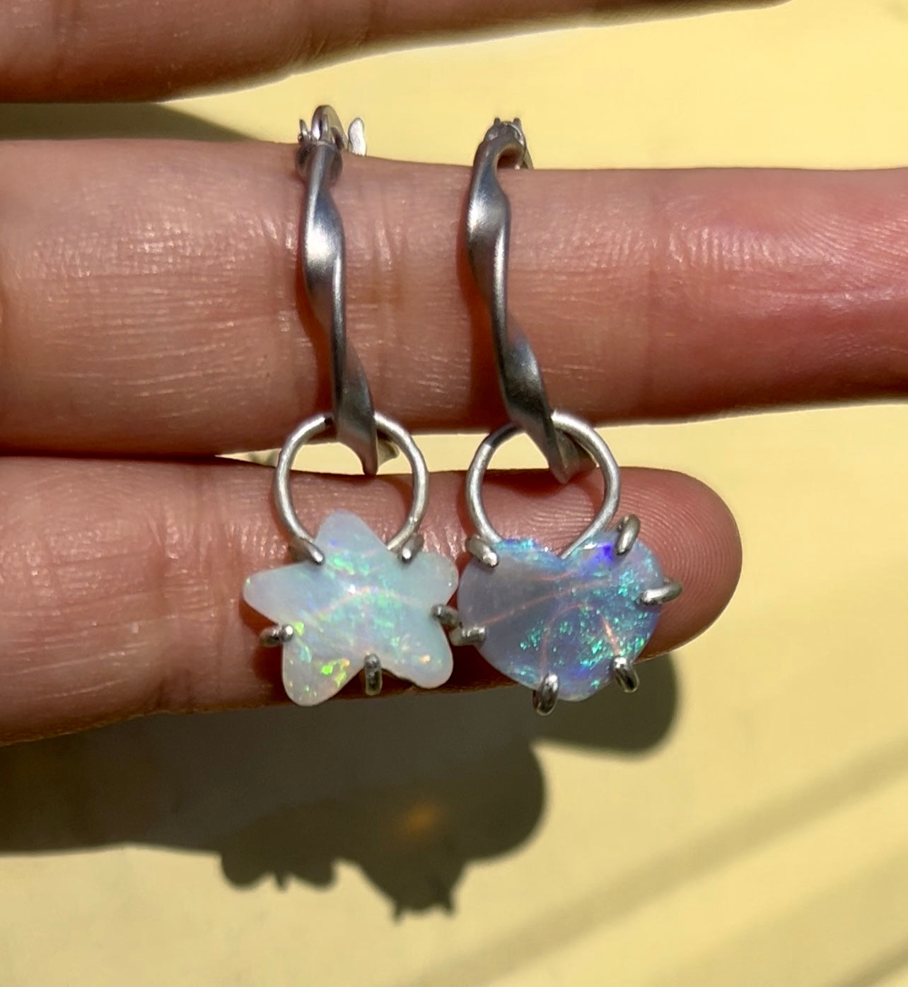 Opal earring charms - The Star Crossed Lovers - Star and Heart