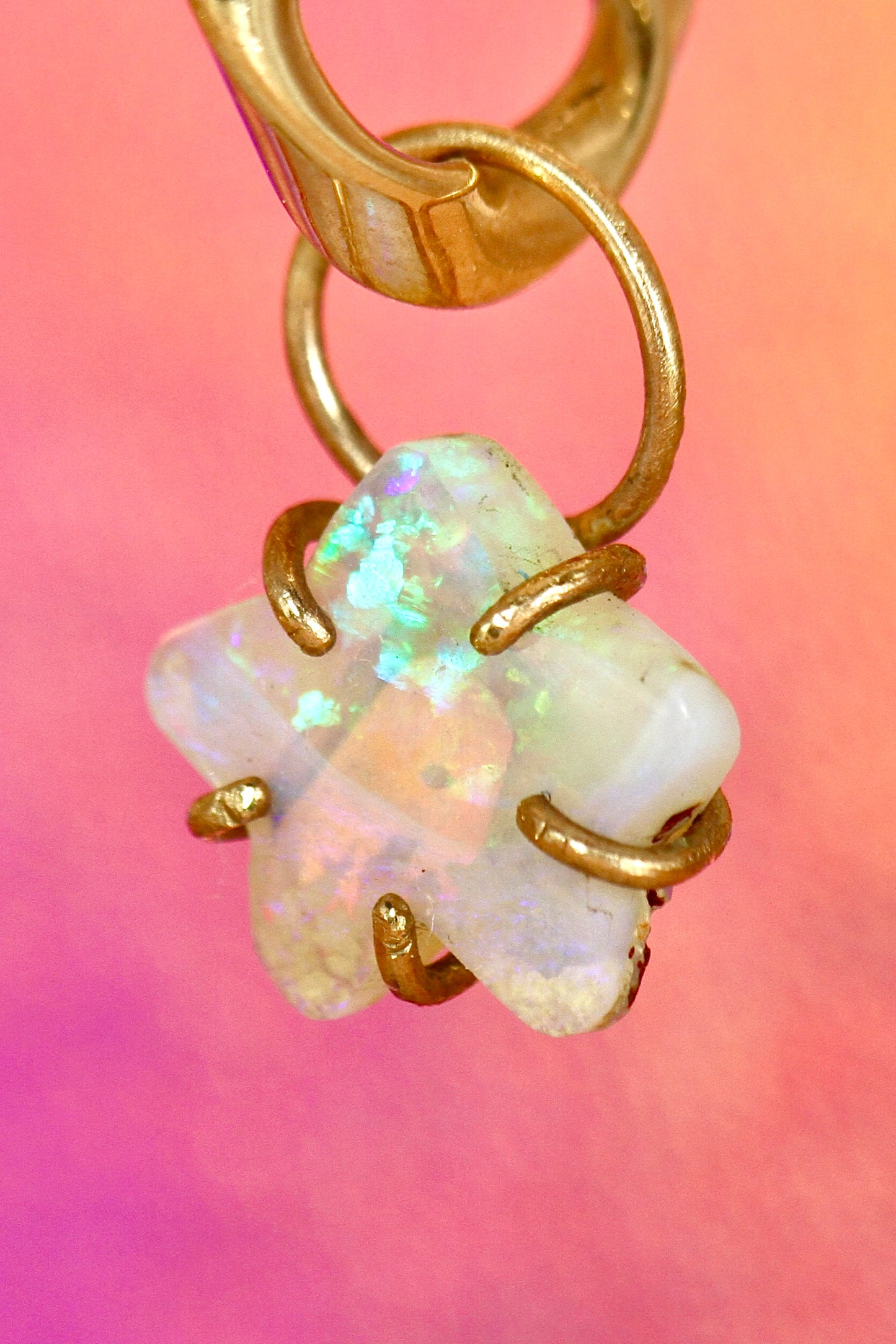Sparkly Star Opal Charm in solid gold