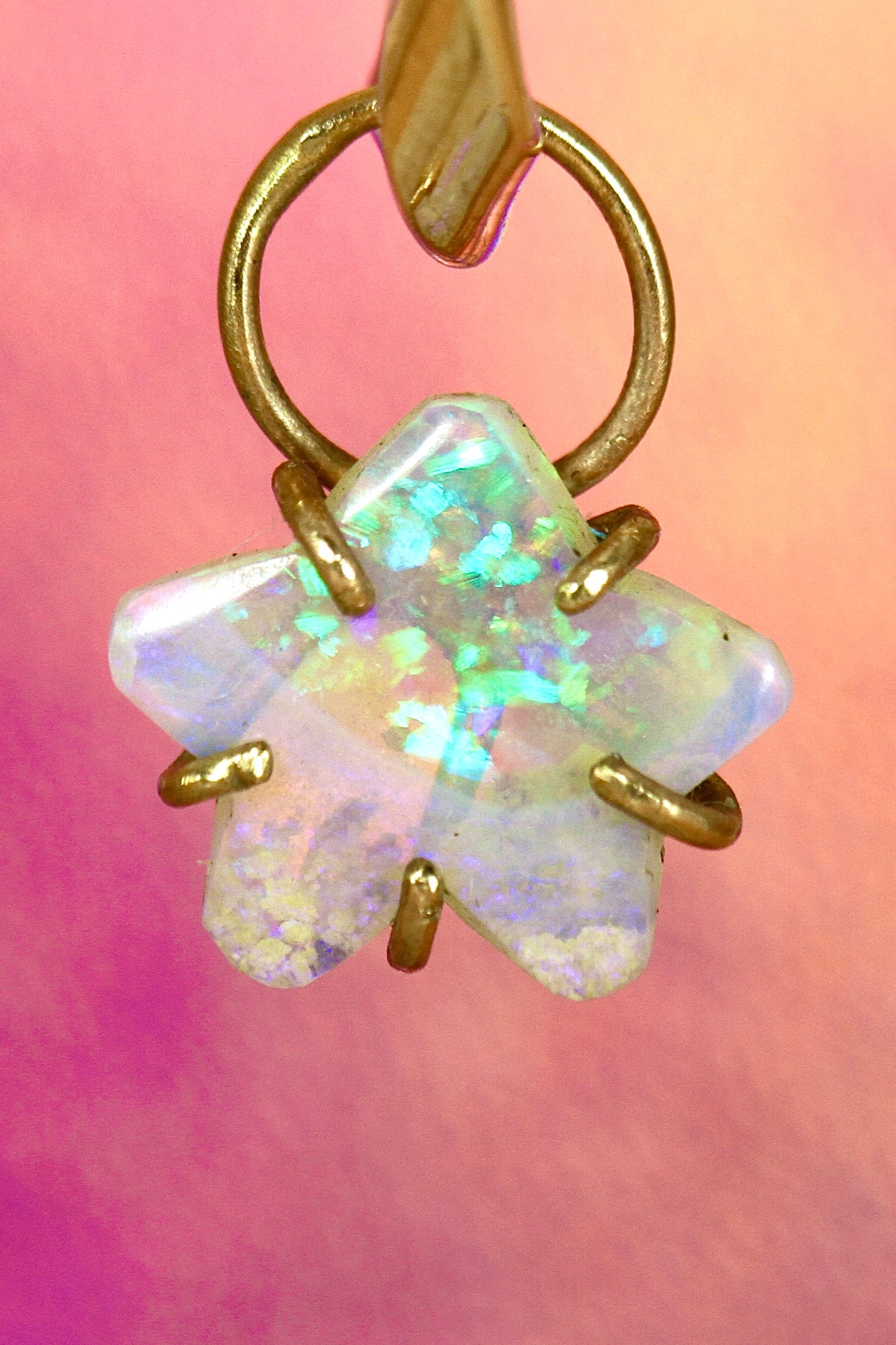 Sparkly Star Opal Charm in solid gold