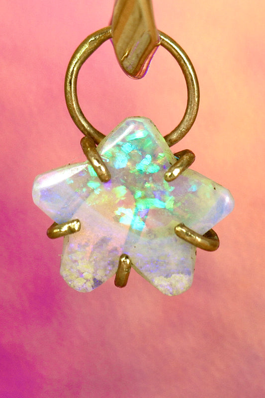 Sparkly Star Opal Charm in solid gold