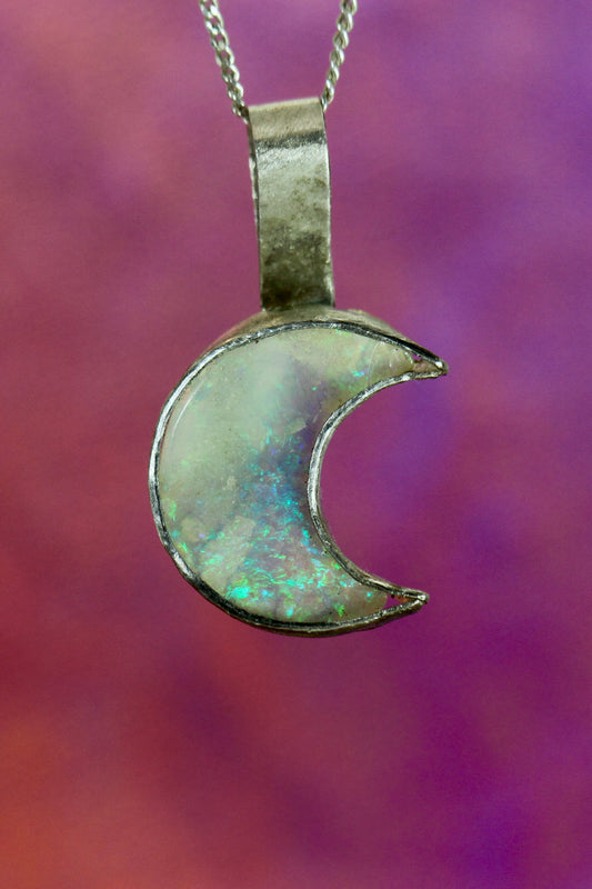 Crescent Moon Opal Pendant