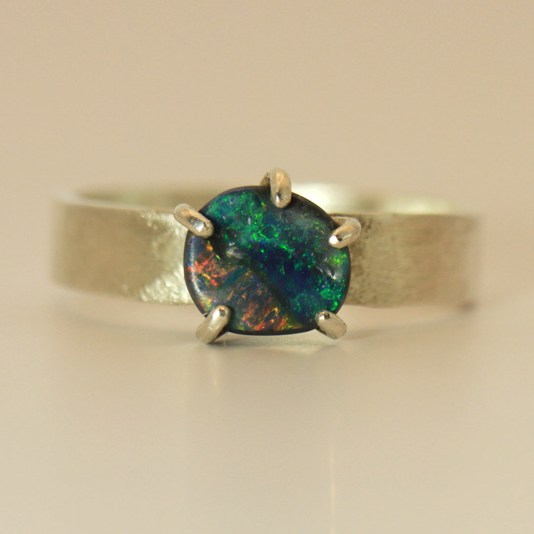 Opal ring - Sunset on the Sea Biscuit