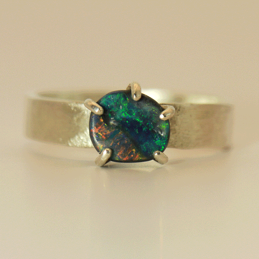 Opal ring - Sunset on the Sea Biscuit