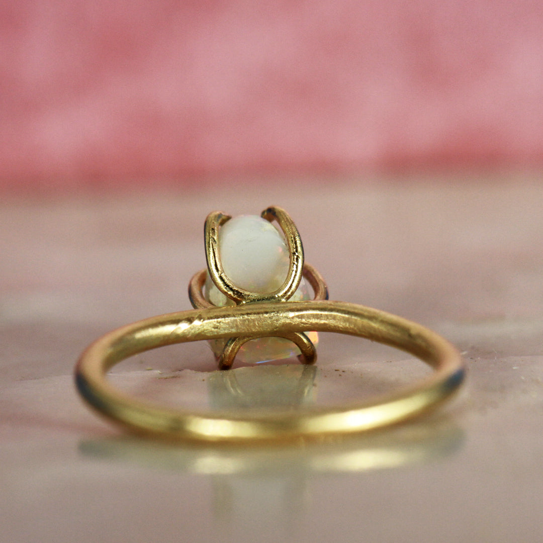 Ghost opal ring - Flashy Pink Crystal Opal