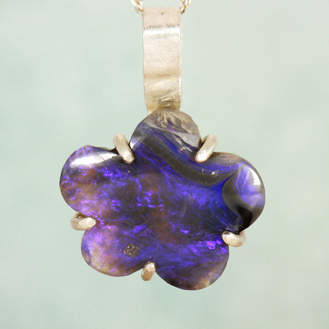 Mod Flower Black Opal pendant - 70s Swirl