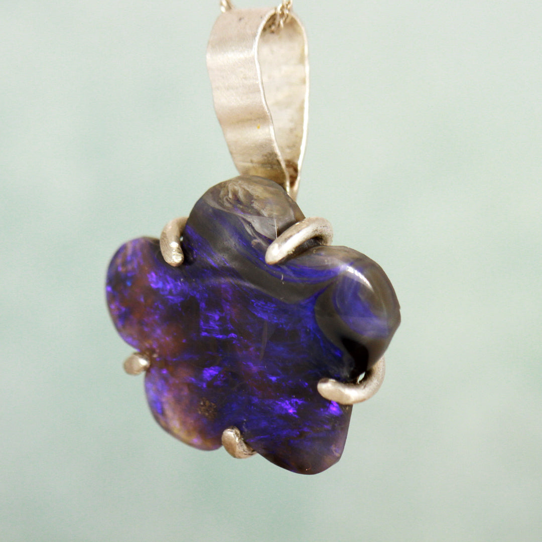 Mod Flower Black Opal pendant - 70s Swirl