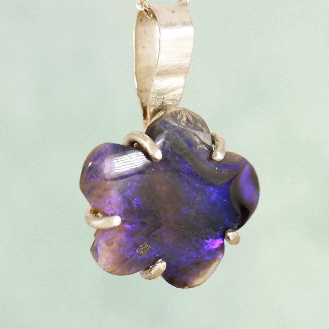 Mod Flower Black Opal pendant - 70s Swirl
