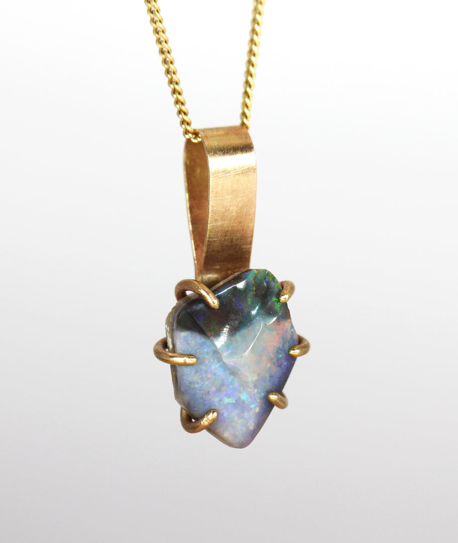Rough Black Opal L side view The Blue Lipstick pendant