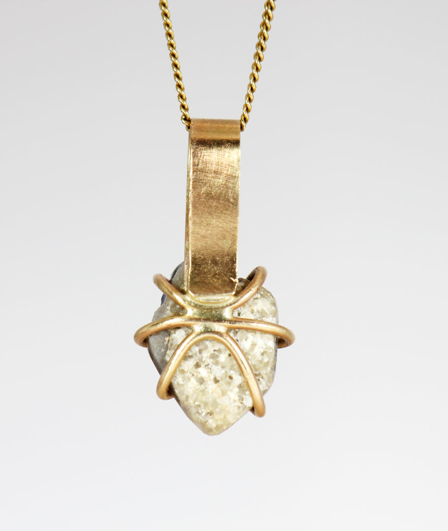 Rough Black Opal back view The Blue Lipstick pendant