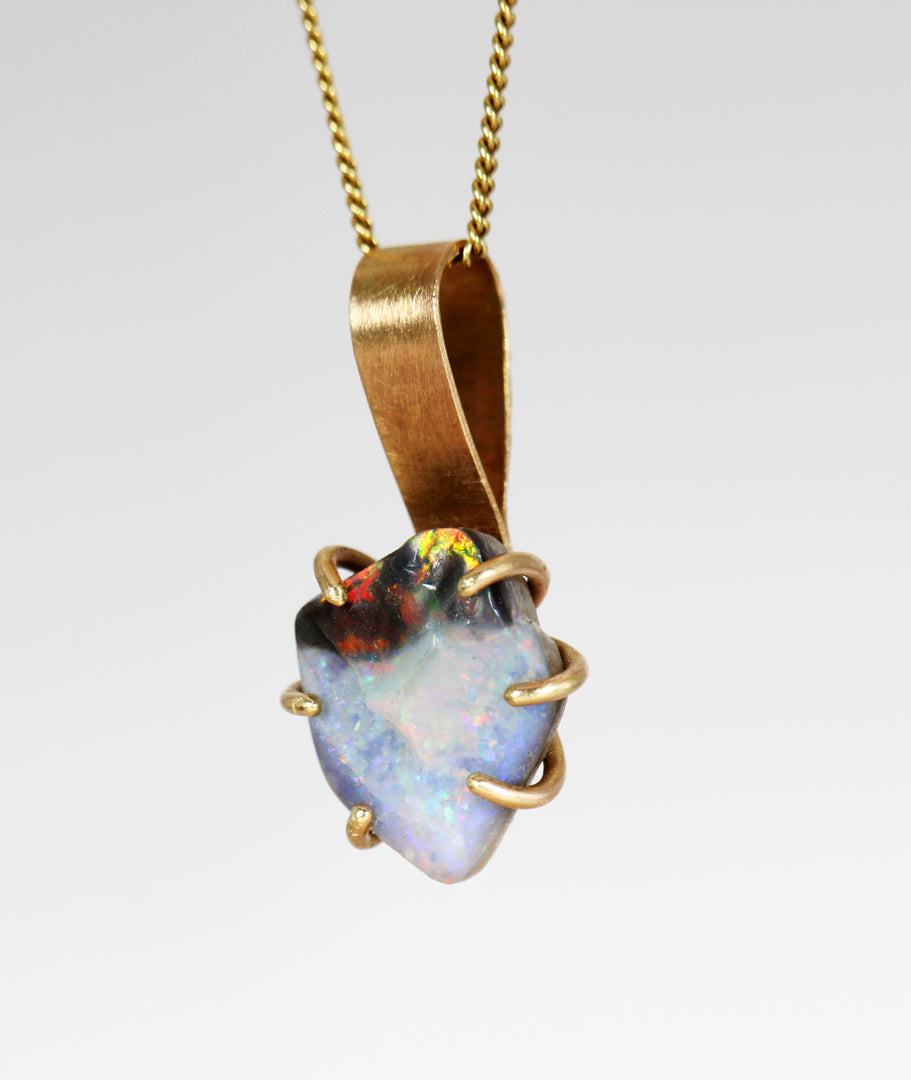 Rough Black Opal side view The Blue Lipstick pendant