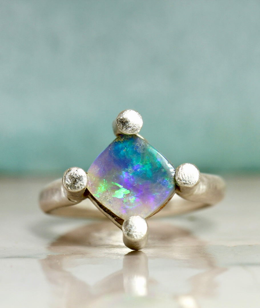 Square Regency inspired Opal Ring