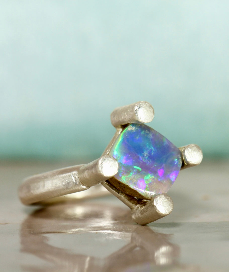 Square Regency inspired Opal Ring