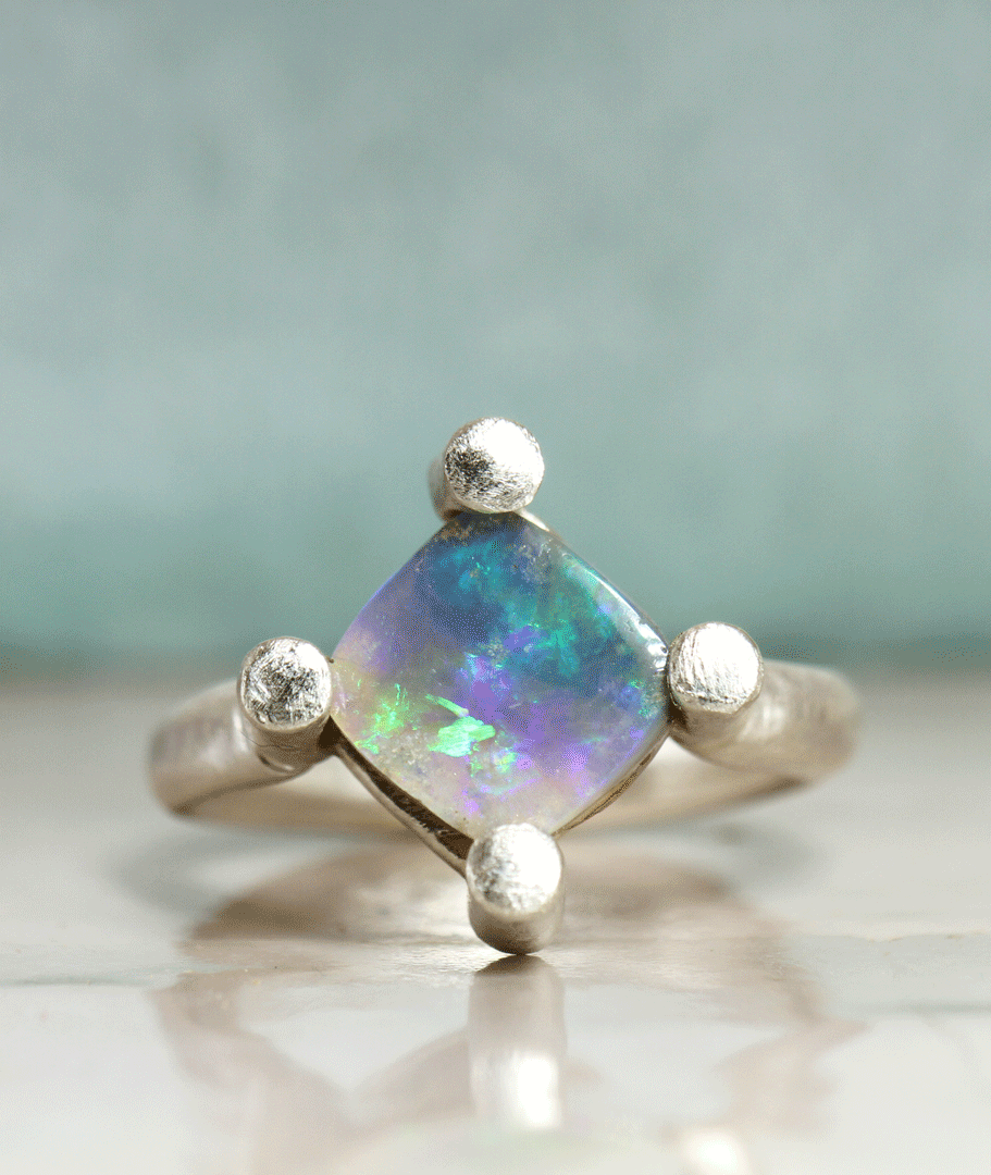 Square Regency inspired Opal Ring