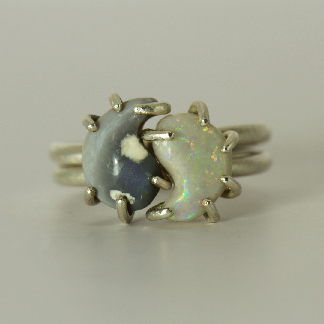 Yin Yang 2-in-1 opal rings