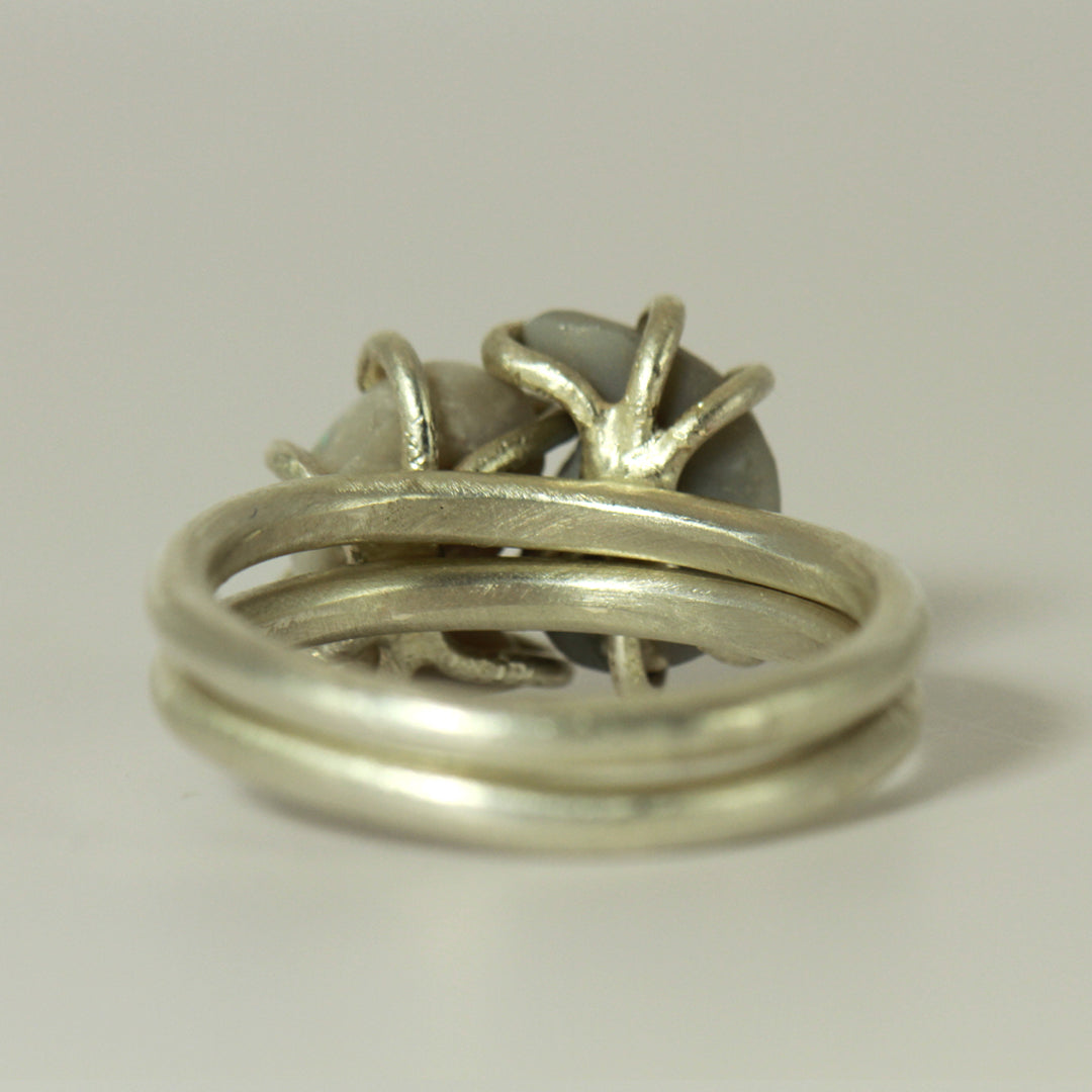 Yin Yang 2-in-1 opal rings