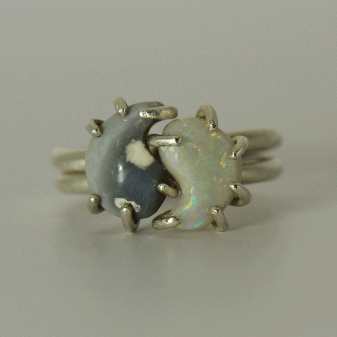 Yin Yang 2-in-1 opal rings