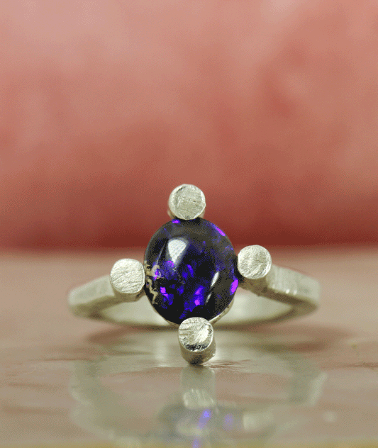 Crystal Black Opal - The Glass Galaxy Ring