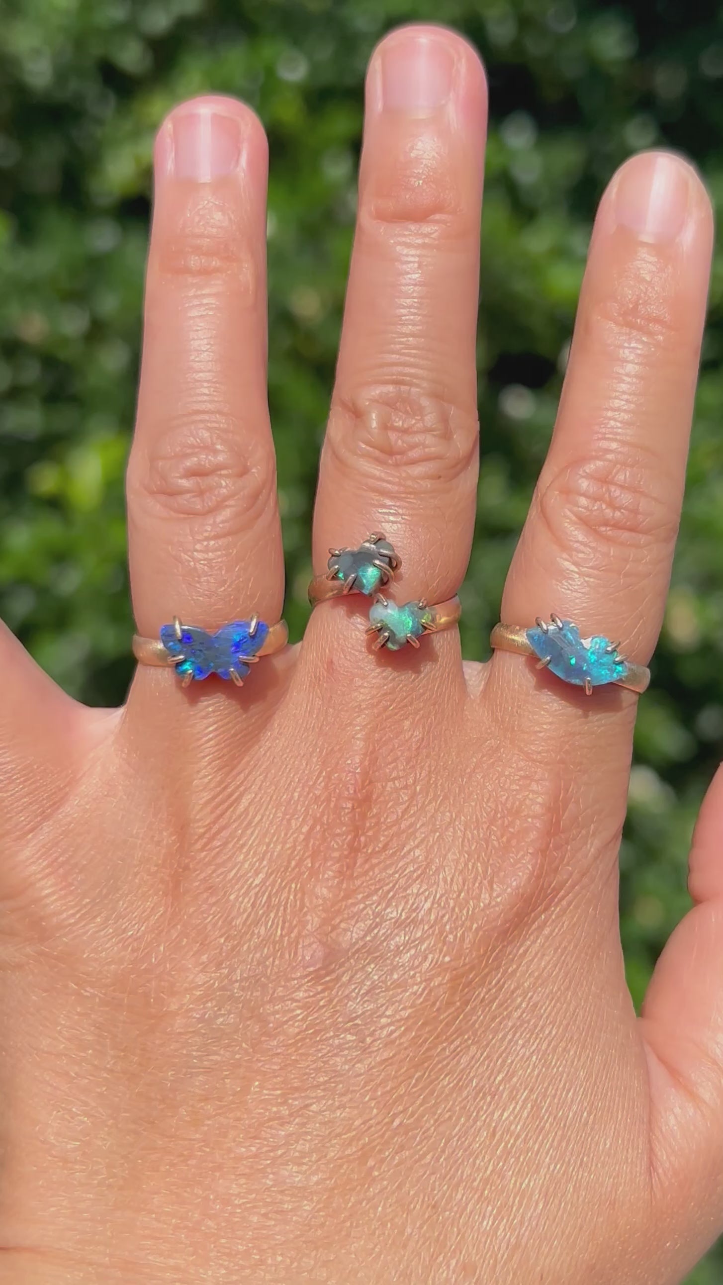 Black Opal rings Butterfly Hearts Lips solid gold