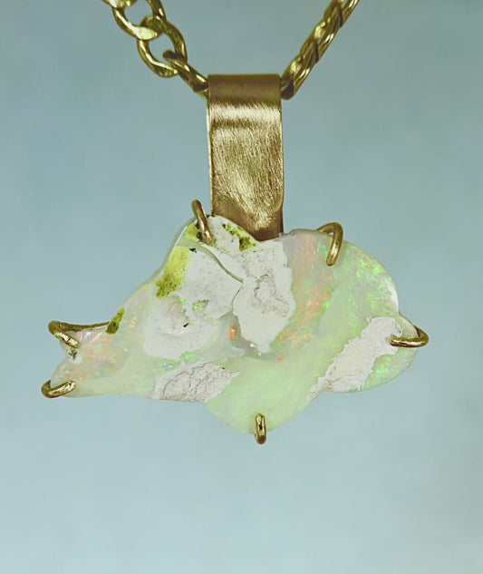 Dolphin Opal Pendant in solid gold
