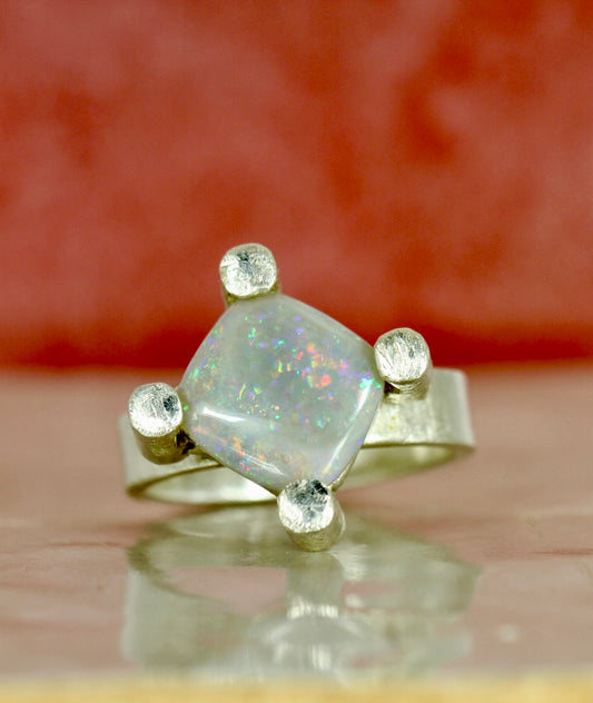 Diamond Shape opal ring - Shine Bright like a sparkly opal diamond