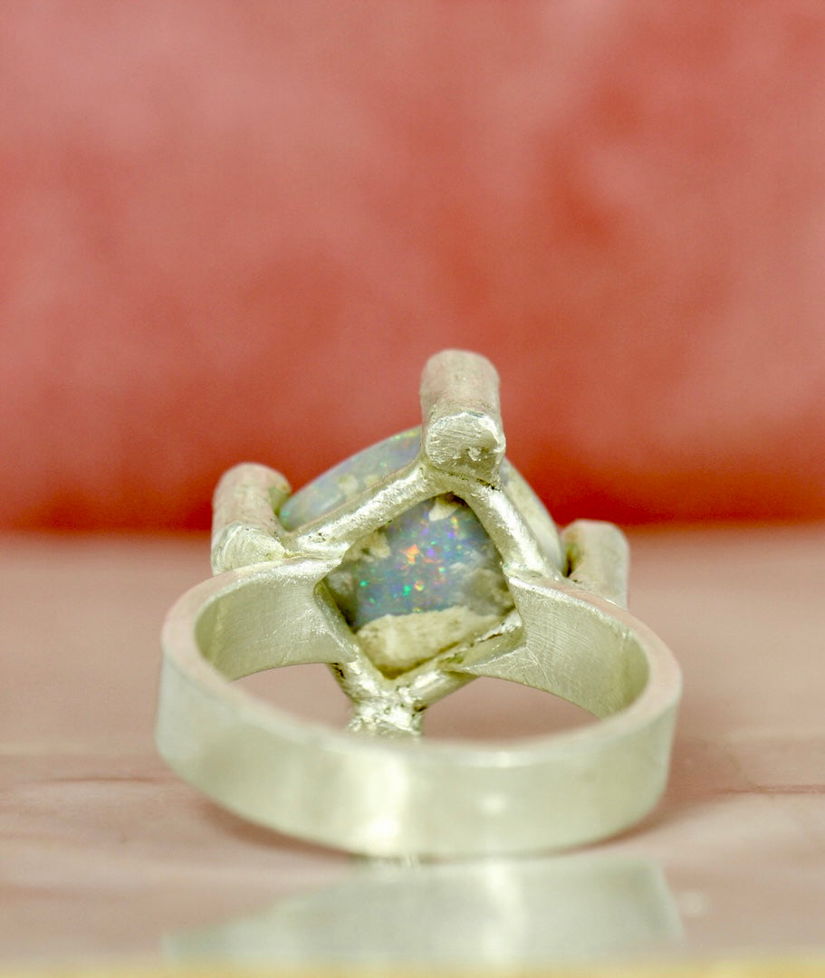 Diamond Shape opal ring - Shine Bright like a sparkly opal diamond