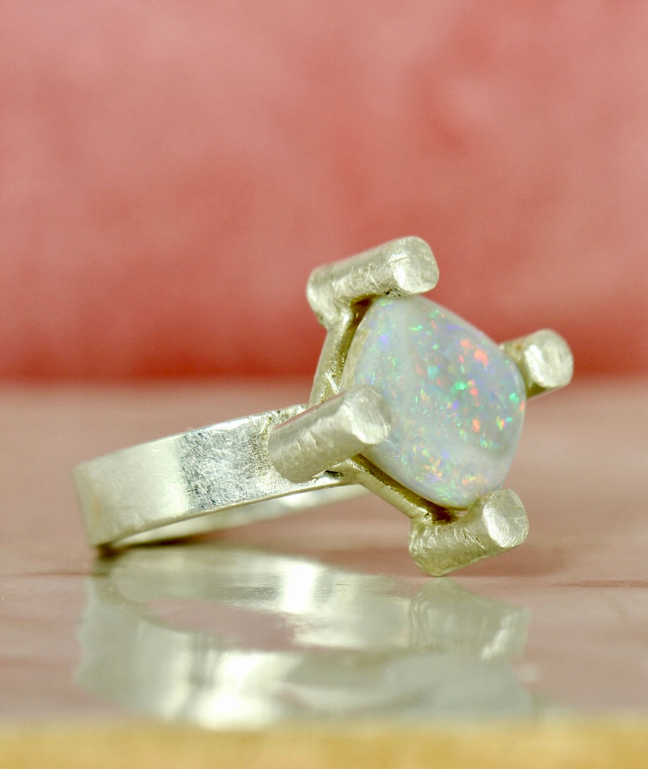 Diamond Shape opal ring - Shine Bright like a sparkly opal diamond