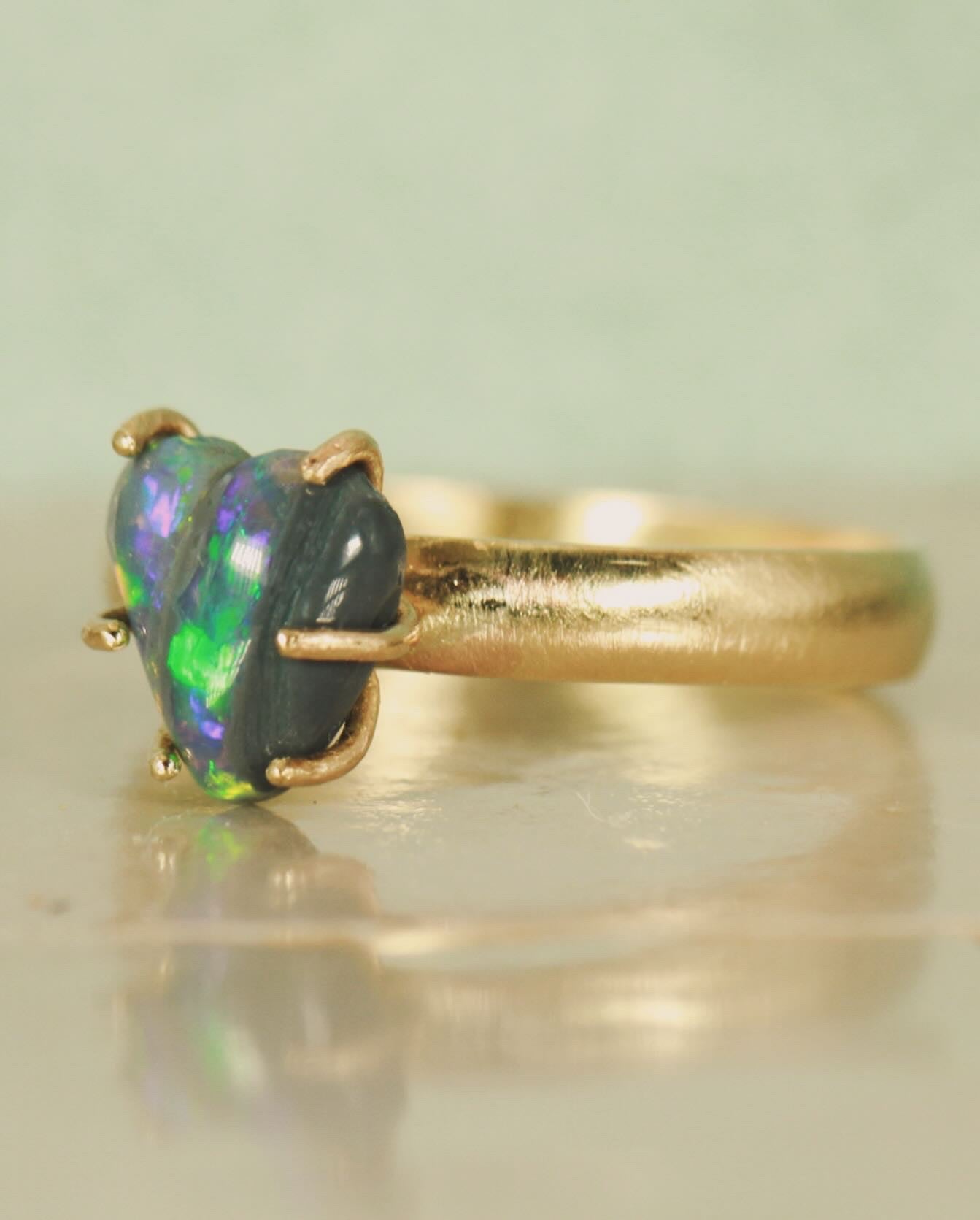 Heart of the Ocean Black Opal heart ring