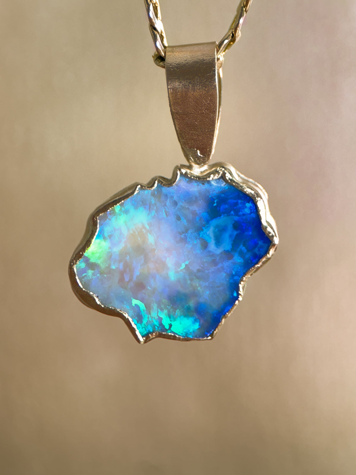 Kaua’i Blue Opal Pendant in solid 9ct gold