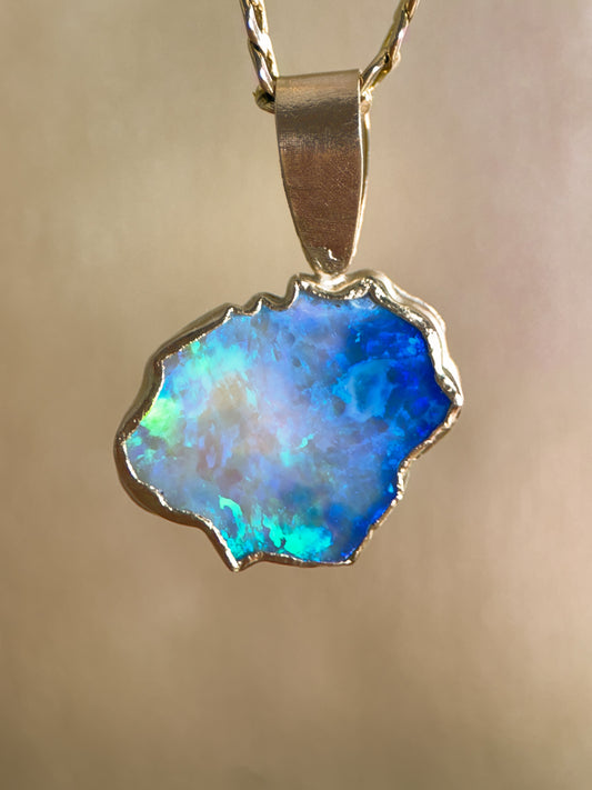 Kaua’i Blue Opal Pendant in solid 9ct gold