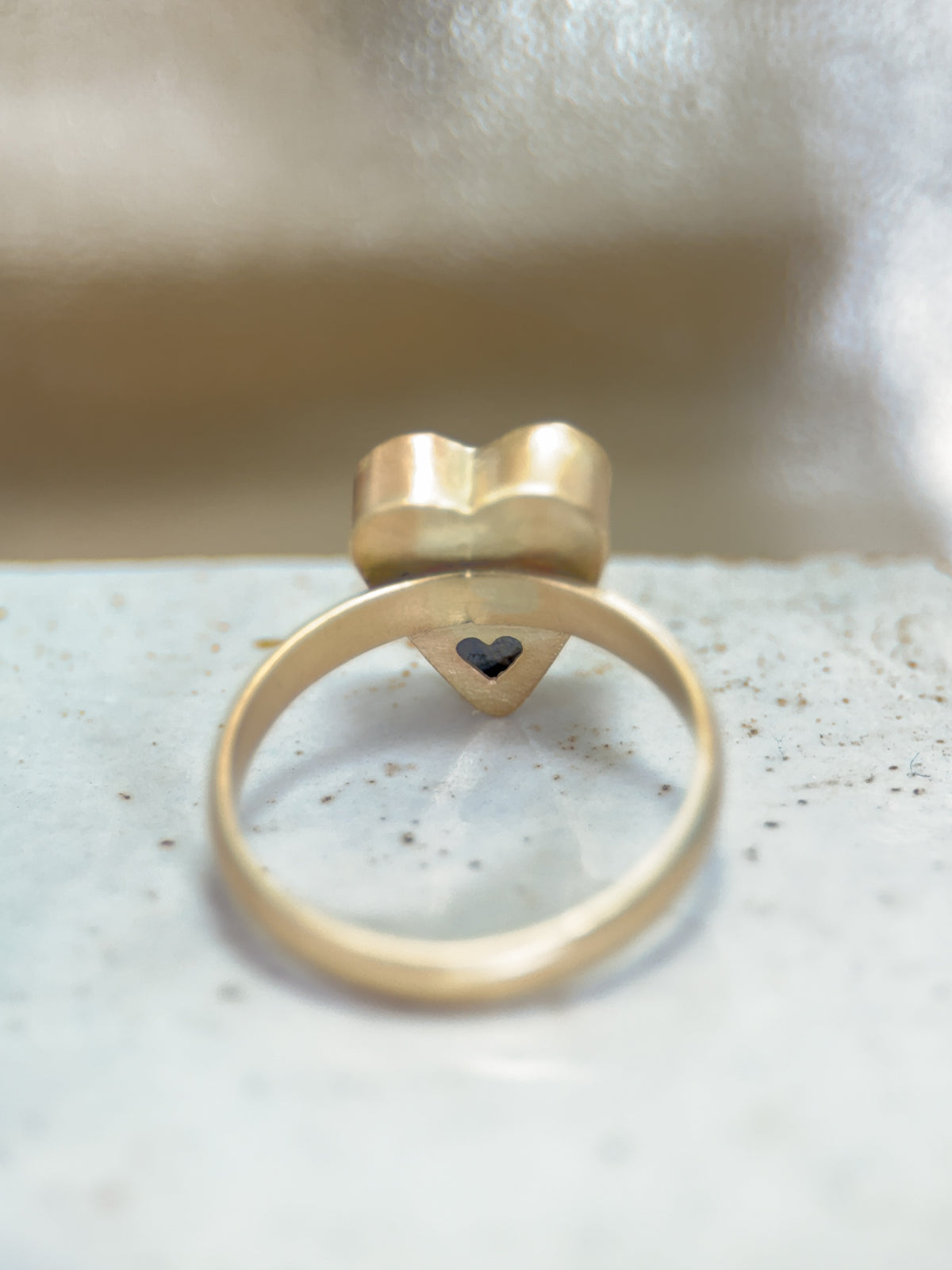 Black Opal Blue Heart ring in solid 9ct gold