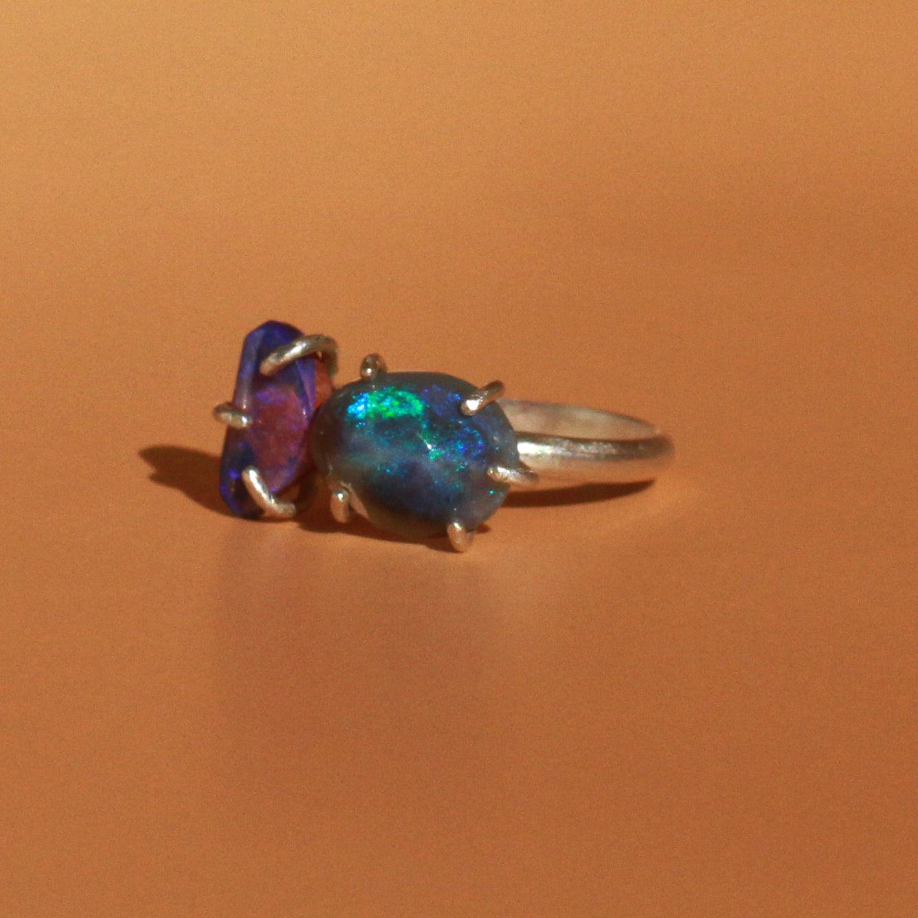 Black Opal Fish ring