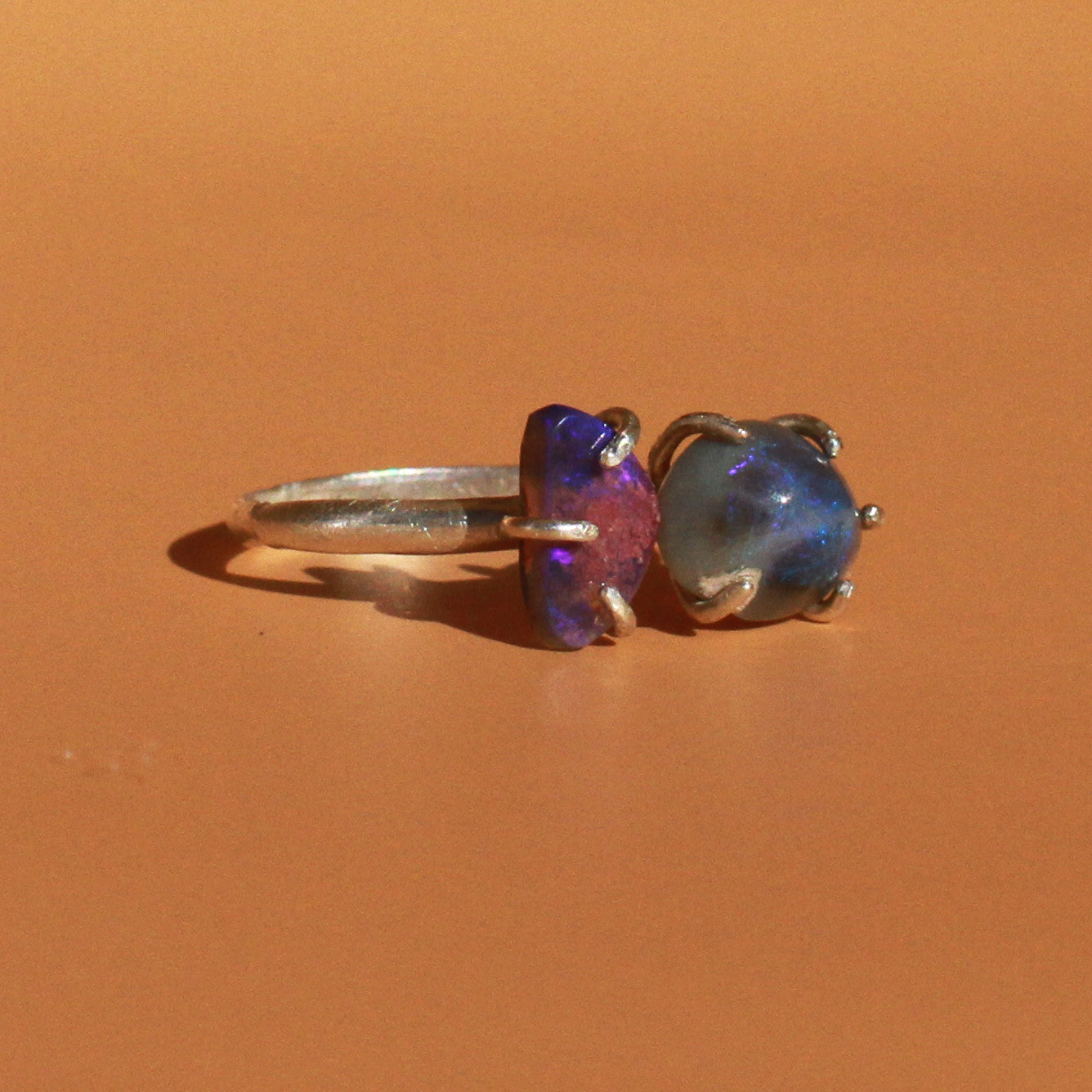 Black Opal Fish ring